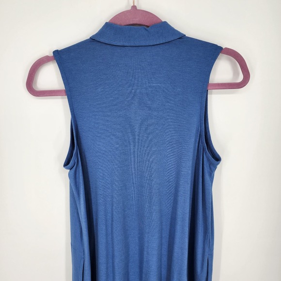 J Jill Swing Shirt Dress XS Button Down Sleeveless A Line Pima Cotton Modal Blue - Picture 9 of 12